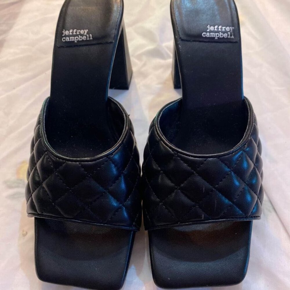 Jeffery Campbell quilted platform mules size 9
